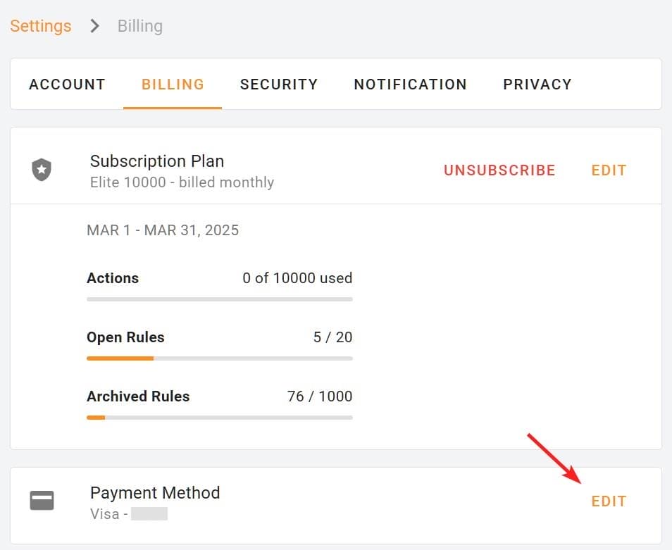 xFanatical Foresight Update Payment Method