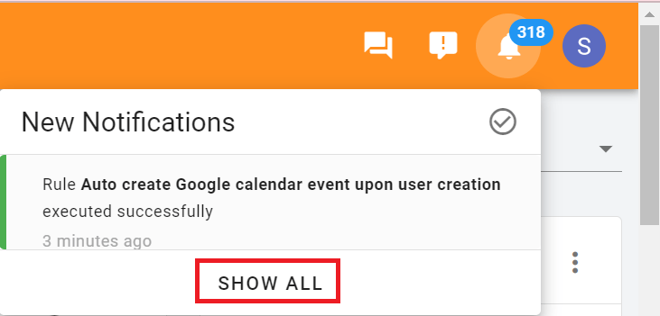 After the user is created, a calendar event will be automatically generated