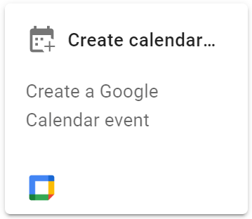 Click Add next action and select Create calendar event
