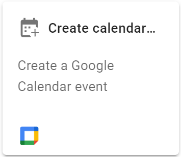 Click Add next action. Select the Create calendar event