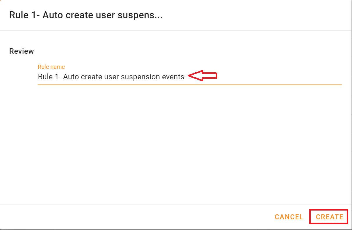 Enter the Rule name and then click Create