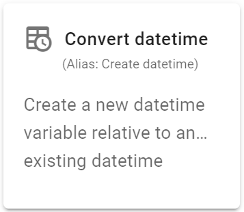 On the Select an action screen, click the Convert datetime action