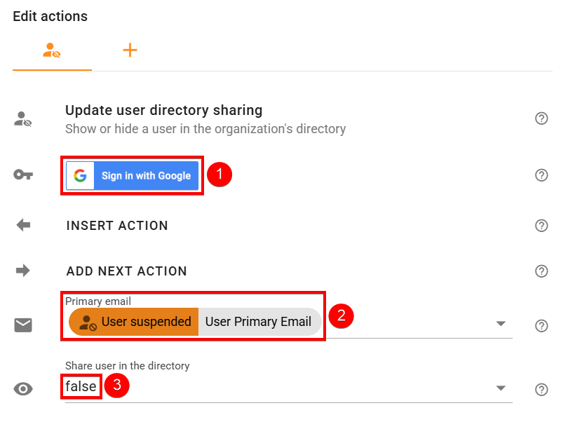 The update user directory sharing edit actions screen in xFanatical Foresight