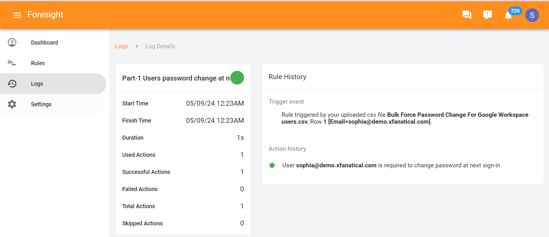 You can also access the Logs page from the left sidebar