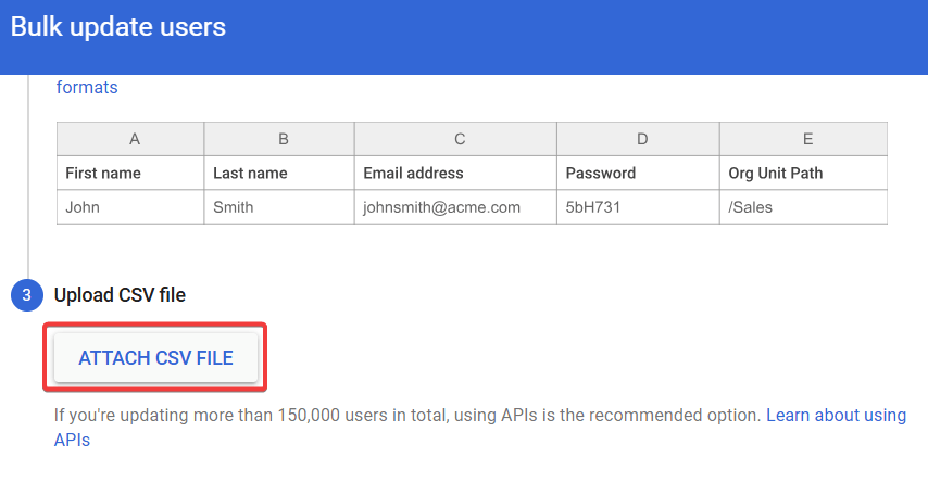 attach CSV file