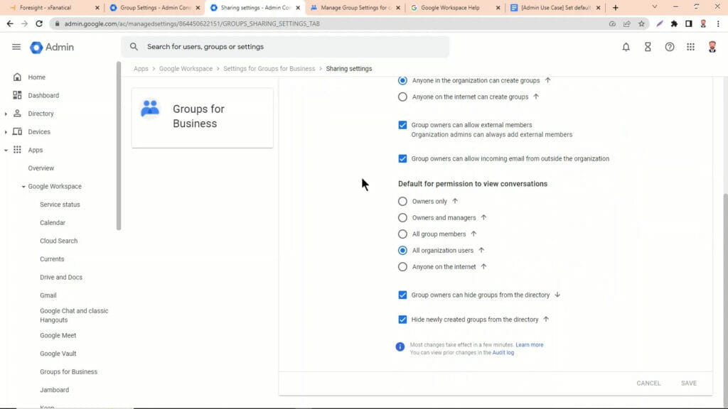 Set Default Group Settings For New Google Groups