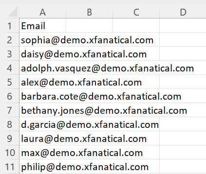we're using a Google Sheets email list with 10 users