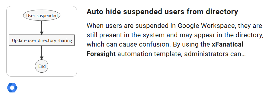 The auto hide suspended users from directory template card in xFanatical Foresight