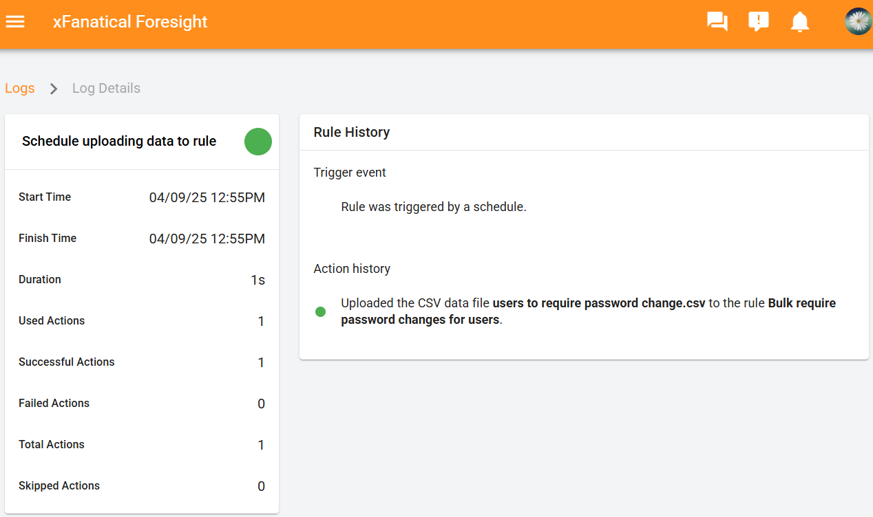 Logs detailed page for Rule 2.
