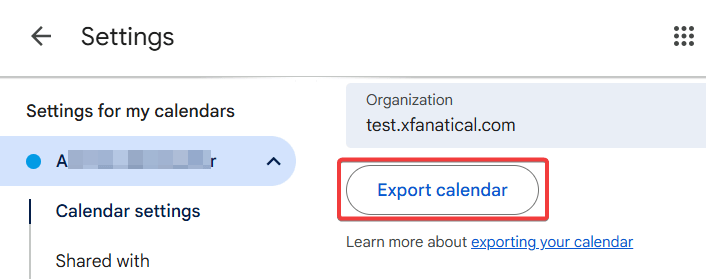 Export Google calendar