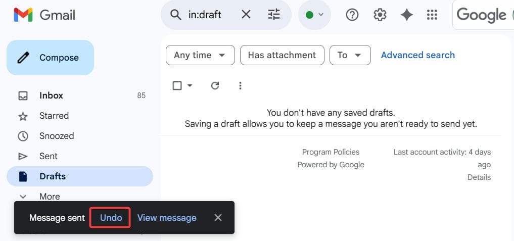 How to unsend an email