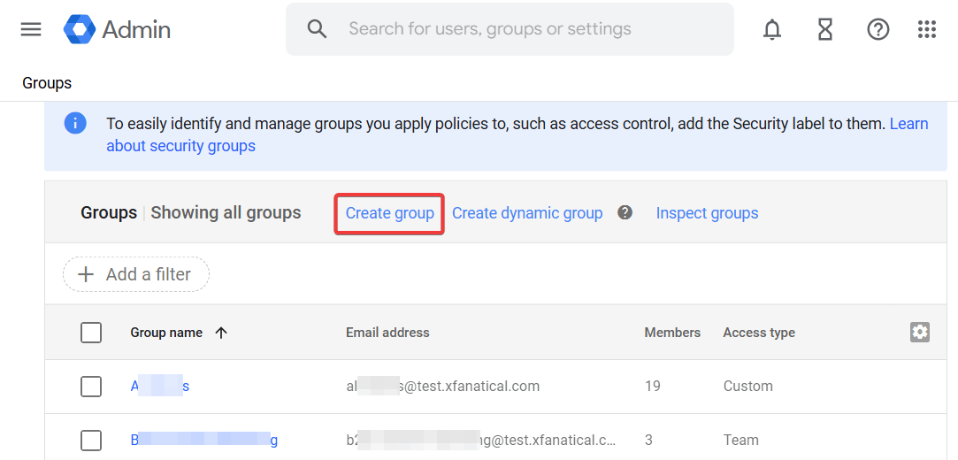 Select Create group