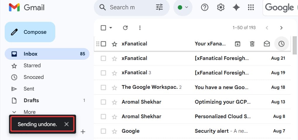 unsend email