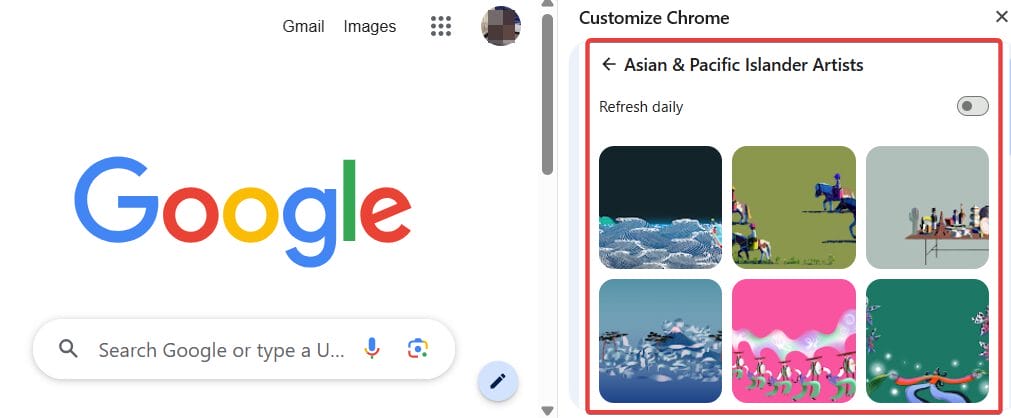 Choose the Asian Pacific & Islander Artists category