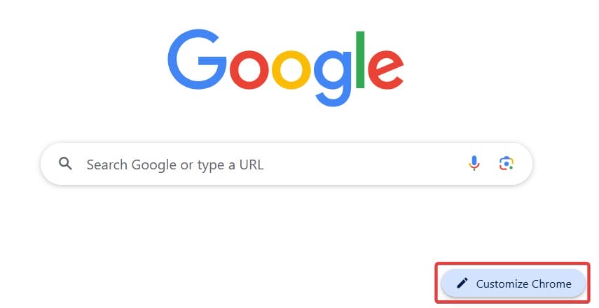 Click on customize chrome