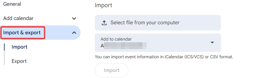 Open import export option