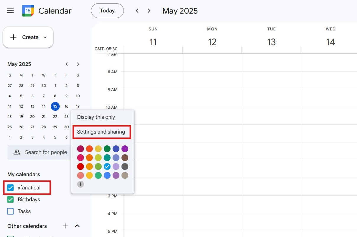 export and click the three-dot icon , Settings and sharing