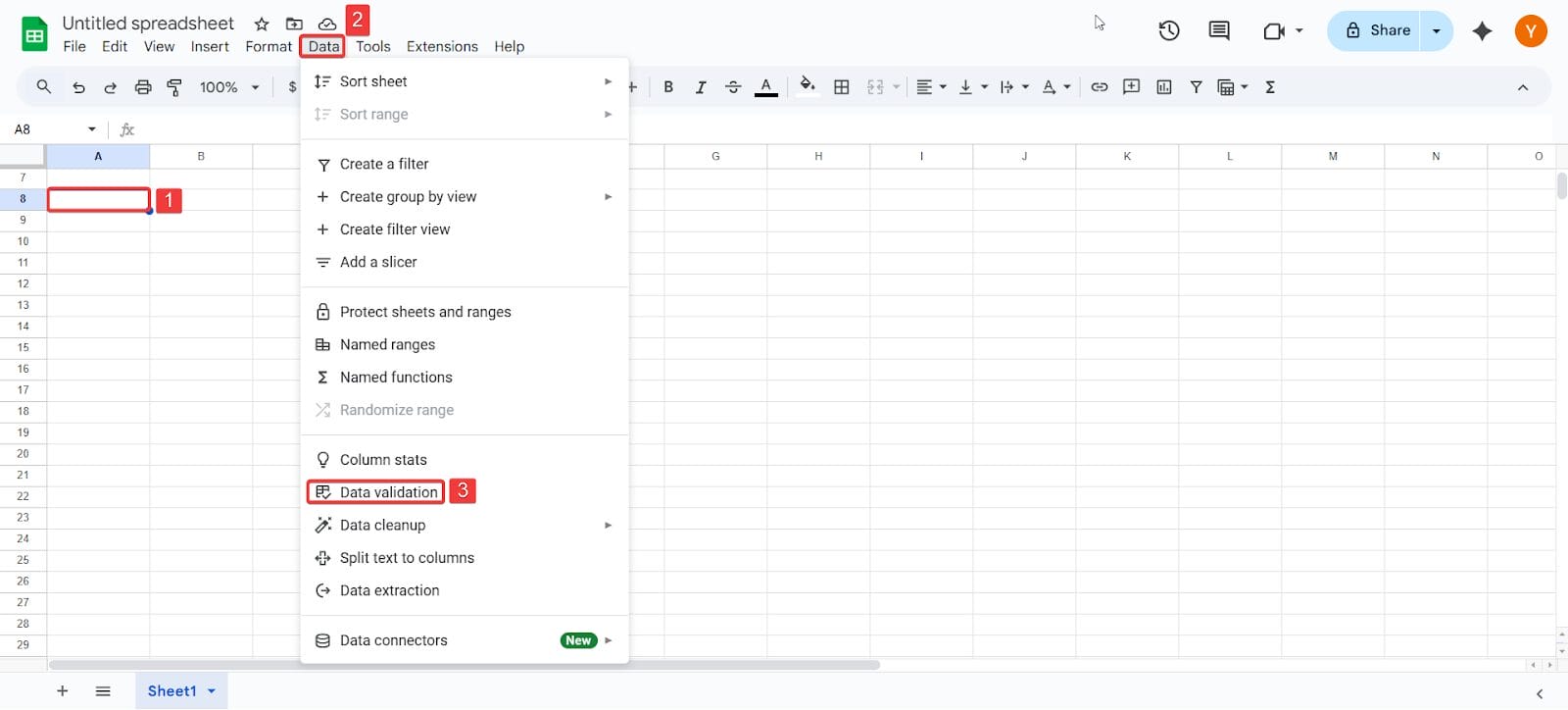 Click on data then on data validation