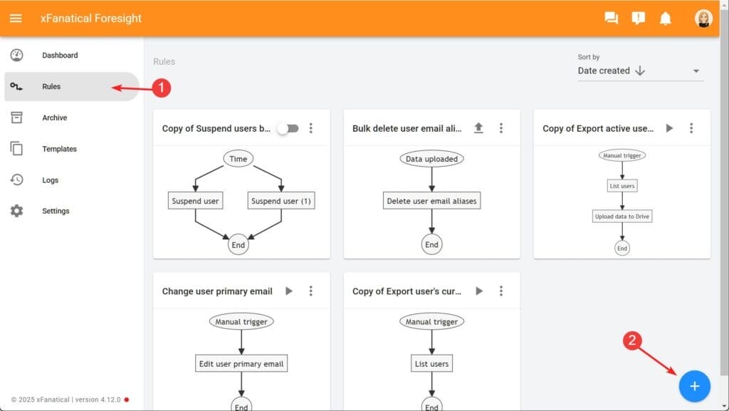 Create a rule in xFanatical Foresight from the Rules page