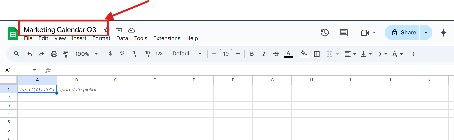  New Google Sheet naming