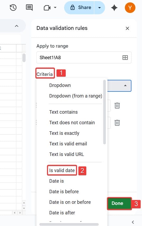 select valid date and then click on done