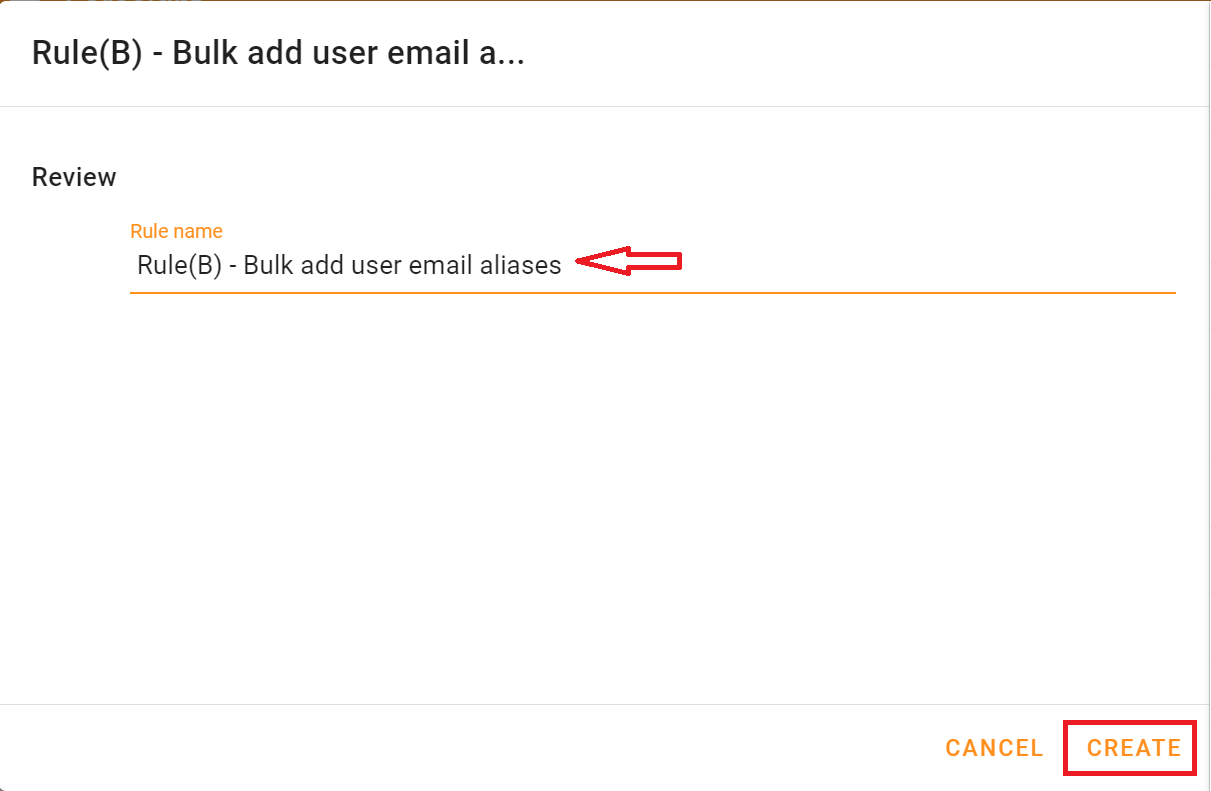 Enter Rule B name and click create