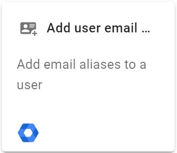 On the Select an action screen, click the Add user email aliases action