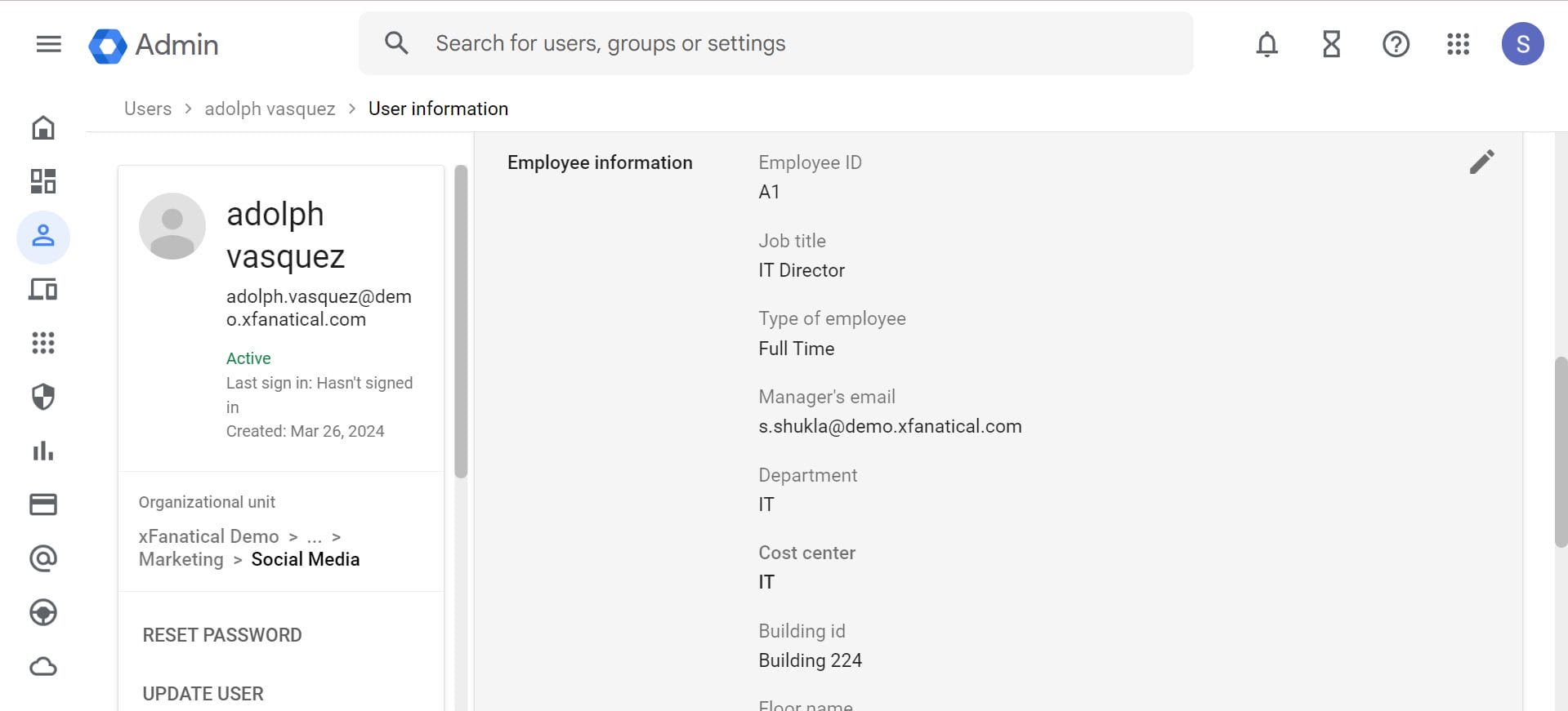 Verify the result of Rule 1 in the Google Admin Console.