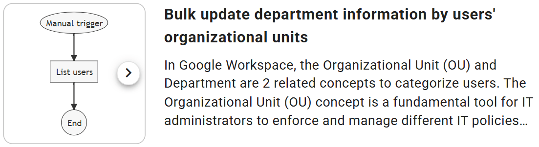 In the Templates search for Bulk update department information by user's organizational units template