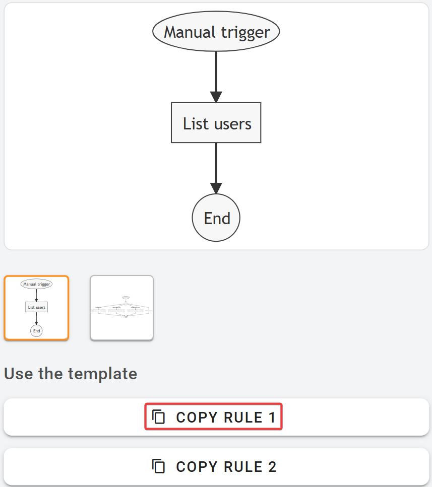 In the Templates  Bulk update department information by user's organizational units page, click the 'Copy rule 1' button