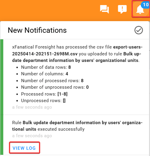 A notification will be triggered and sent upon the execution of the rule, informing users of the action taken.