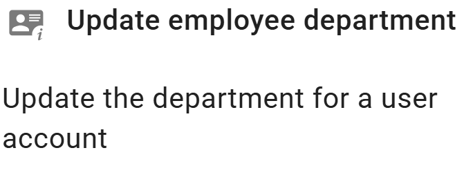 Select update employee information action for bulk update department information by user's organizational units rule