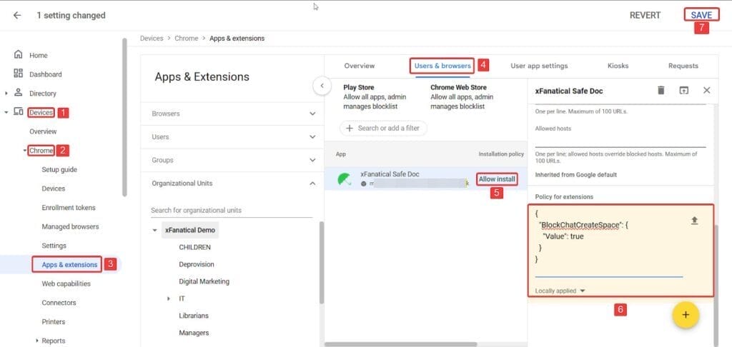 Setup the policy in Safe Doc