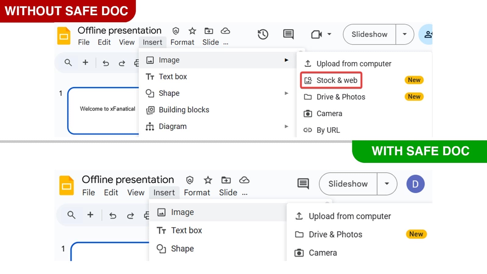 Disable GIFs and stickers in Google Workspace with xFanatical Safe Doc