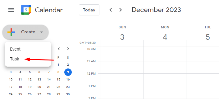 create task in google calender