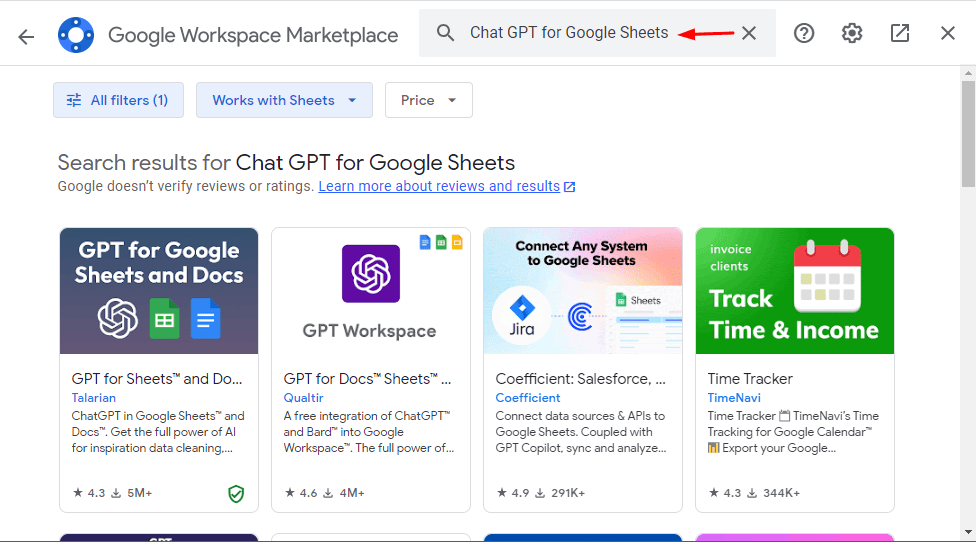 ChatGPT for Google Sheets