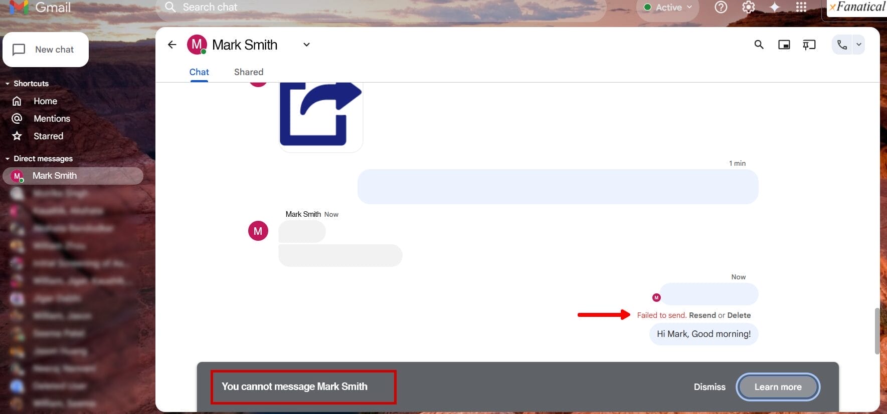 Blocked on Google Chat