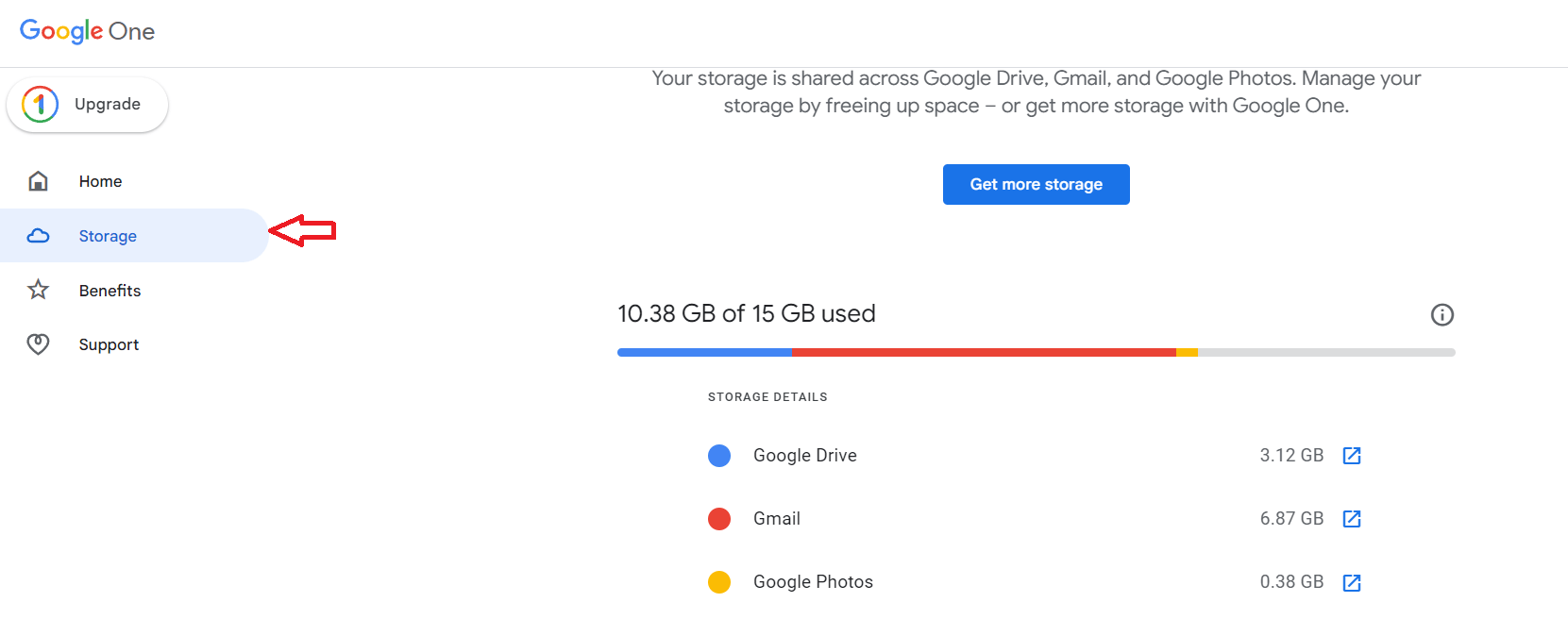 Assessing your Gmail storage usage