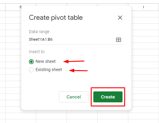 Create a pivo table with Fundamentals of Pivot tables in Google Sheets Article