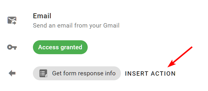 In the Edit actions Email screen, click Insert action
