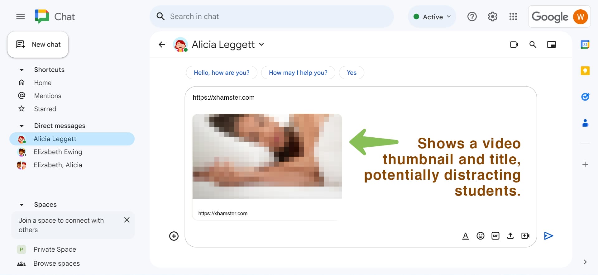 Google Chat without blocking link previews