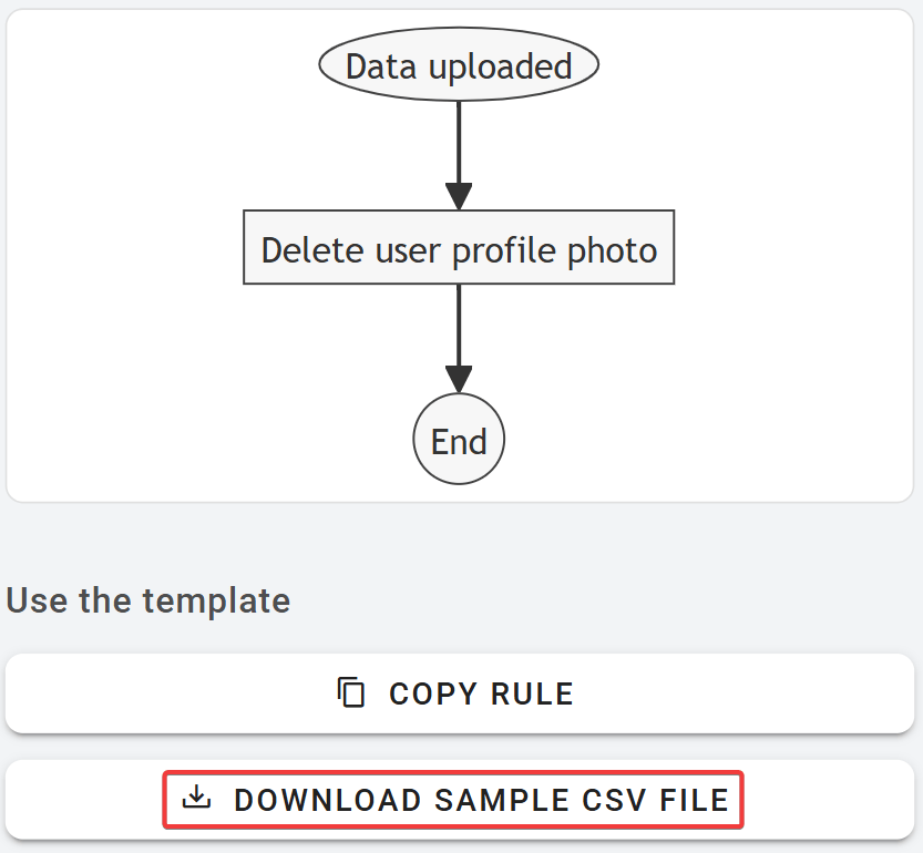 Download CSV file from Bulk delete Google user profile photos template in xFanatical Foresight.