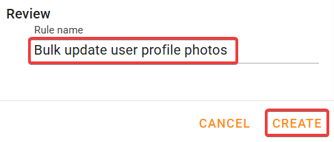  In the Review page, provide rule name and create rule.