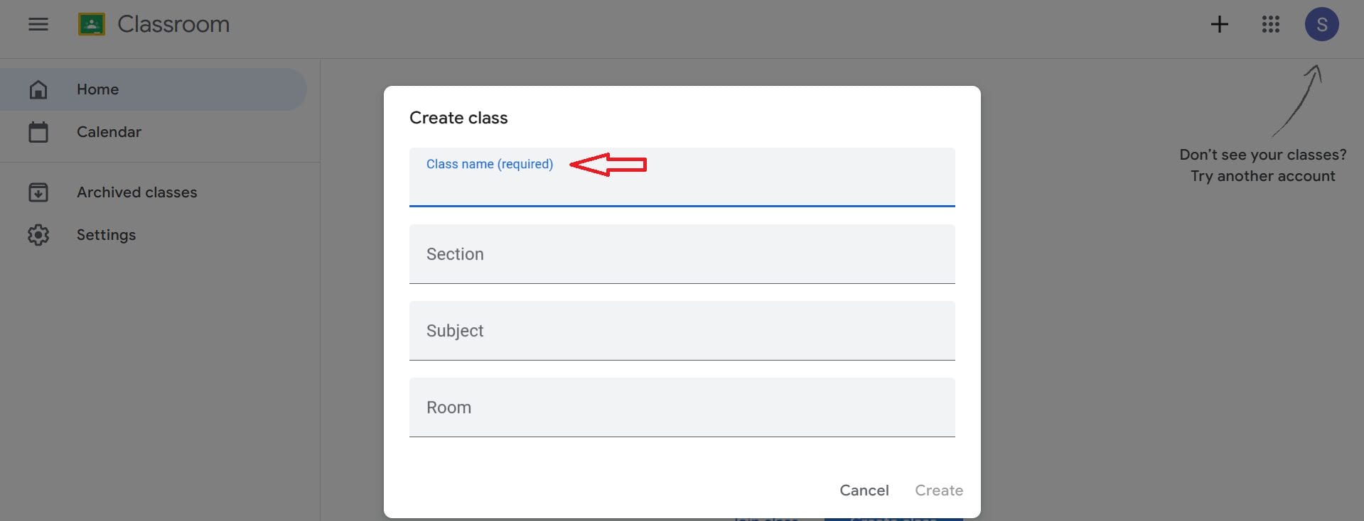 Entering essential class information