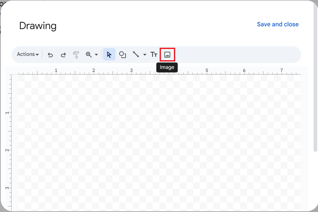 In the Drawing window, click the Image icon