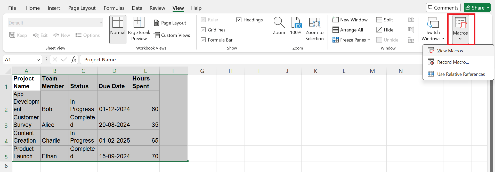 Macros Settings in Excel