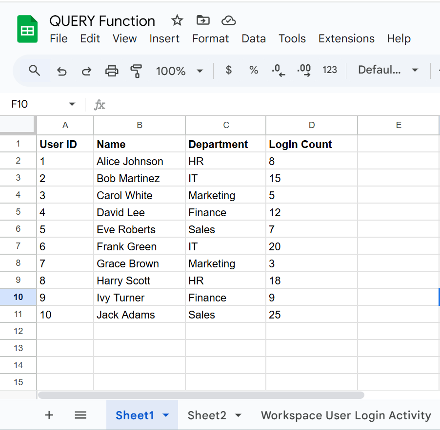 Query function example