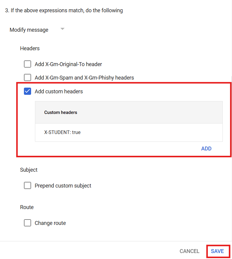 Rule 1 – Tag All Outbound Student Emails