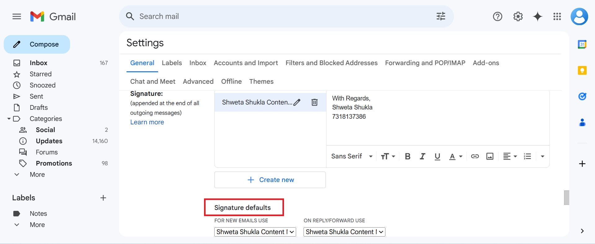 Step 4 Set Signature Defaults