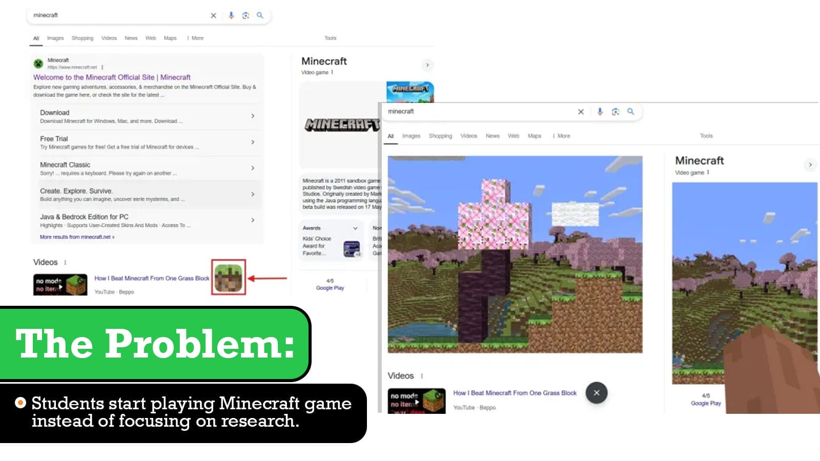 Block Minecraft in Google Search problem image